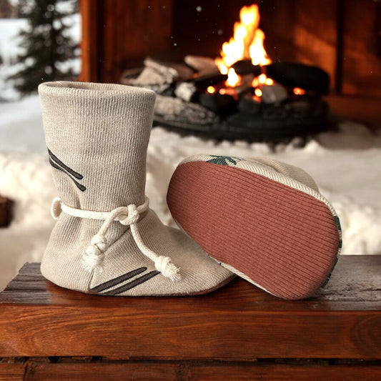 Ski Print Baby Booties